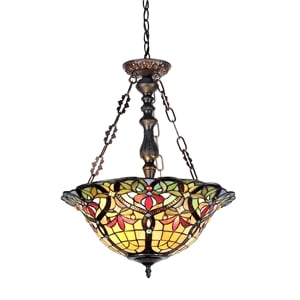 CHLOE Bertram 3 Light Victorian Inverted Ceiling Pendant 18&quot Shade