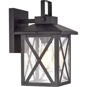 CHLOE Lawrence 1 Light Textured Black Outdoor Wall Sconce 11&quot Height