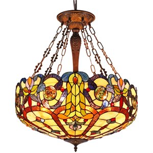 CHLOE Halina Tiffany-style 4 Light Inverted Ceiling Pendant 24&quot Shade
