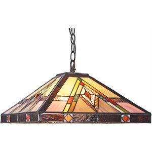 CHLOE Mannix Mission 2 Light Blackish Bronze Ceiling Pendant 16&quot Wide