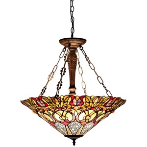 CHLOE Cassandra Tiffany 3 Light Victorian Inverted Ceiling Pendant Fixture 22&quot