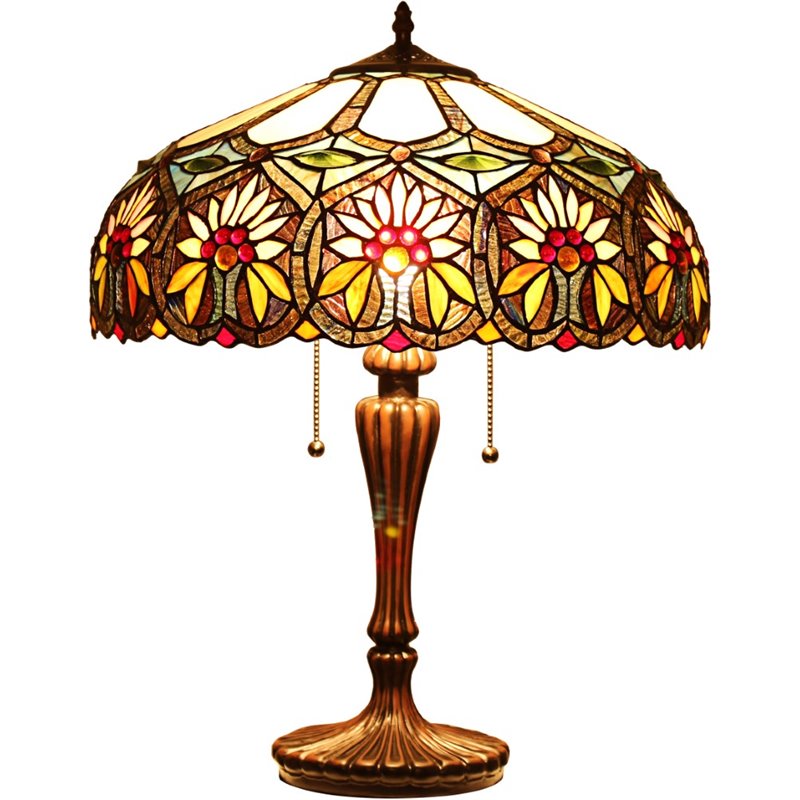 CHLOE Sunny Tiffany-style 2 Light Floral Table Lamp 18