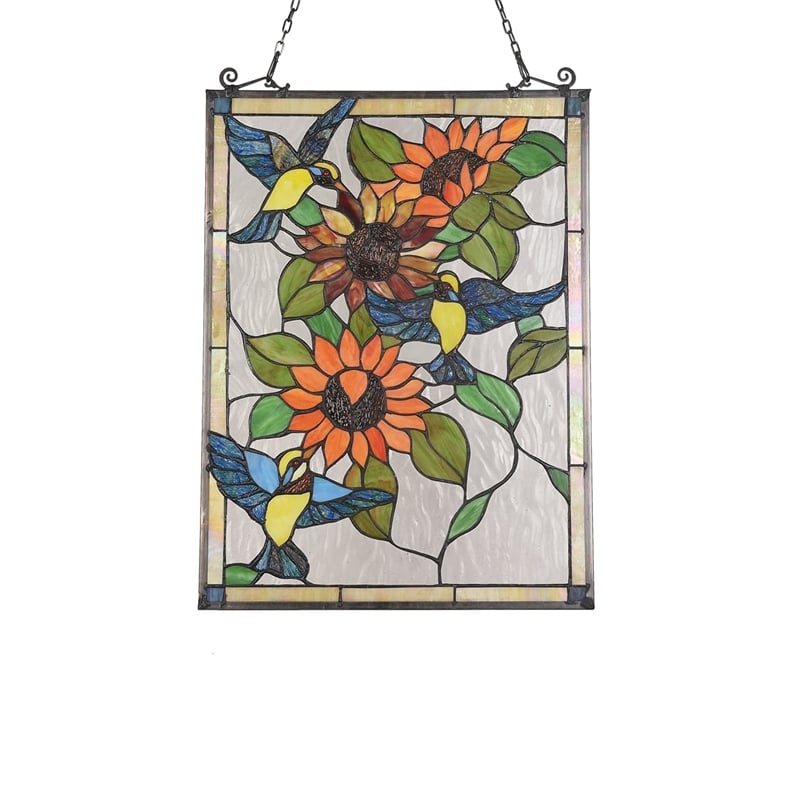 CHLOE Sunflower Animal Tiffany-glass Window Panel 24