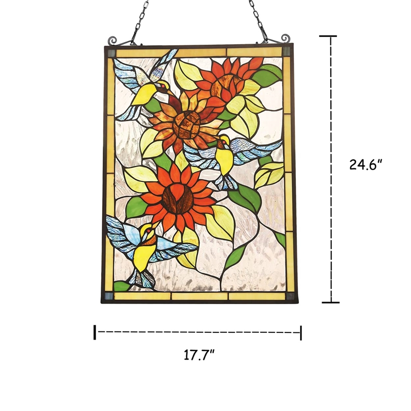CHLOE Sunflower Animal Tiffany-glass Window Panel 24