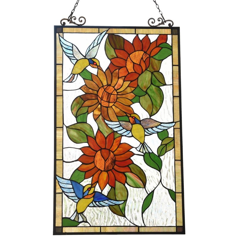 CHLOE Sunflower Tiffany-style Animal Design Window Panel 20