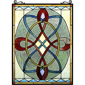CHLOE Katherine Victorian Tiffany-glass Window Panel 24&quot Tall