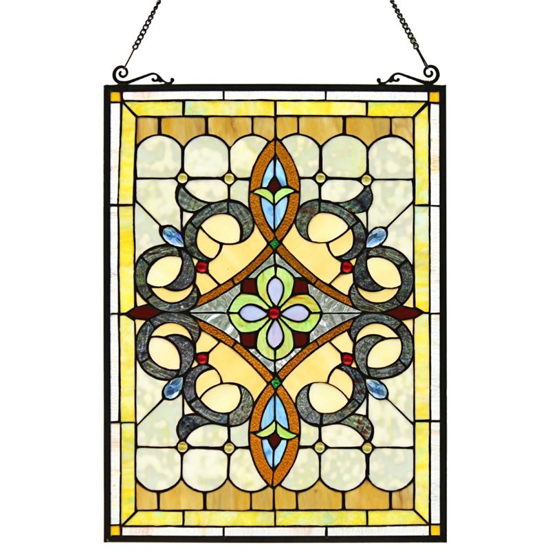 CHLOE Delilah Victorian Tiffany-glass Window Panel 24