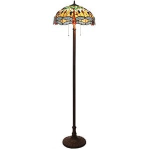 CHLOE Empress Tiffany-style 2 Light Dragonfly Floor Lamp 18&quot Shade