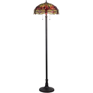 CHLOE Empress Tiffany-style 2 Light Dragonfly Floor Lamp 18&quot Shade