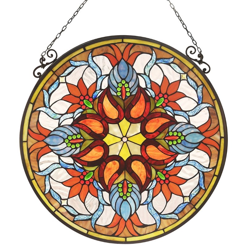 CHLOE Kylie Victorian Tiffany-glass Window Panel 24