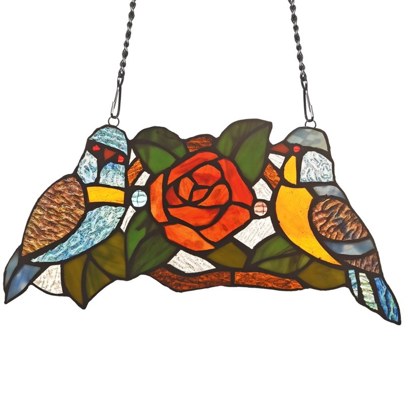 CHLOE Sparrow Animal Tiffany-glass Window Panel 12