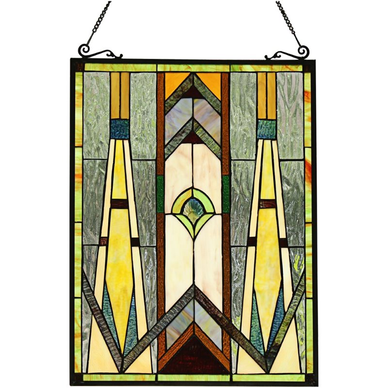 CHLOE Rowan Mission Tiffany-glass Window Panel 24