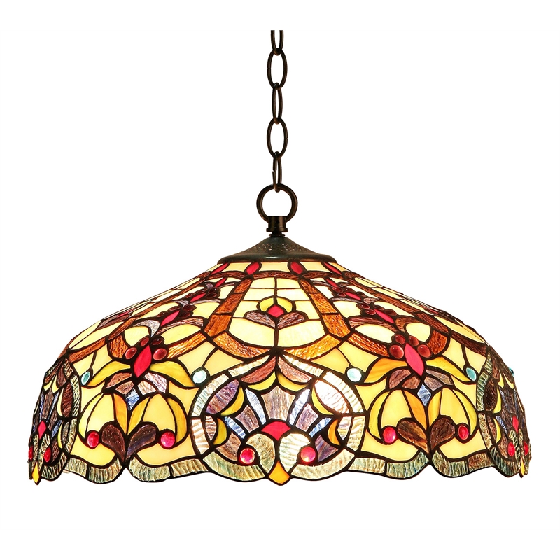 CHLOE Sadie Tiffany-style 2 Light Victorian Ceiling Pendant Fixture 18