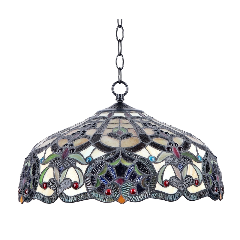 CHLOE Sadie Tiffany-style 2 Light Victorian Ceiling Pendant Fixture 18