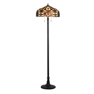 CHLOE Sadie Tiffany-style 2 Light Victorian Floor Lamp 18&quot Shade