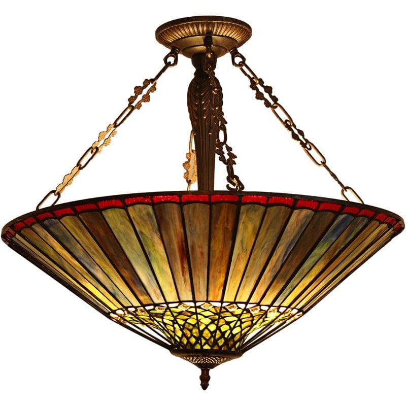 CHLOE Grace Tiffany Geometric 3 Light Inverted Ceiling Pendant Fixture 22