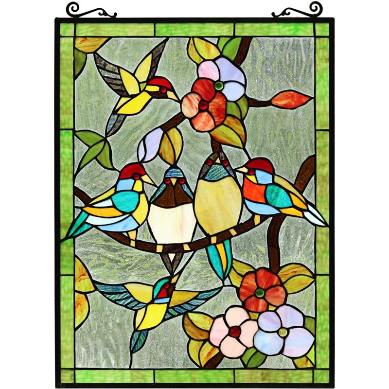 CHLOE Tropical Birds Tiffany-style Animal Design Window Panel 18