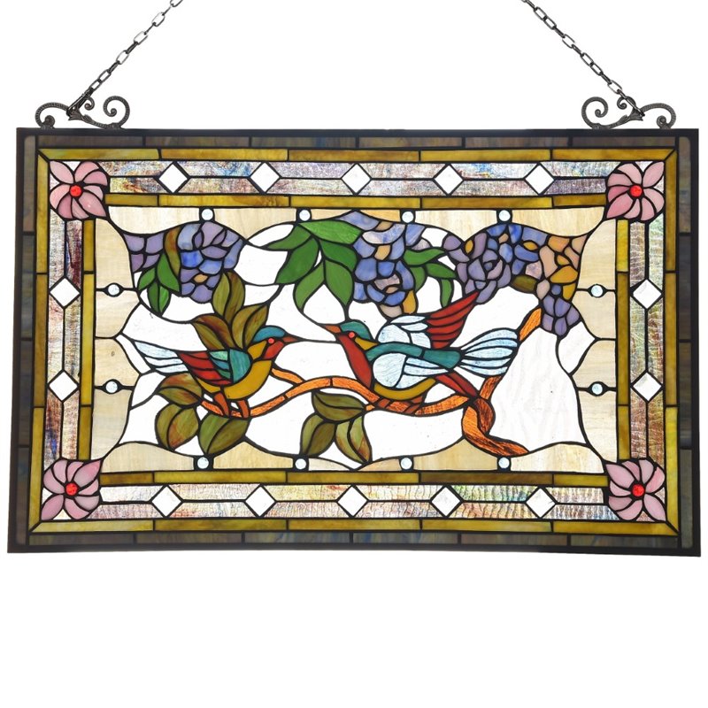CHLOE Greeting Birds Tiffany-style Animal Design Window Panel 32