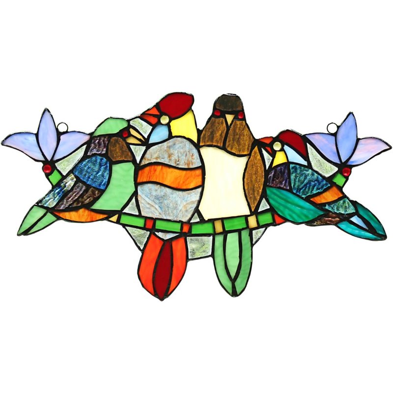 CHLOE Tropical Birds Tiffany-style Animal Design Window Panel 16