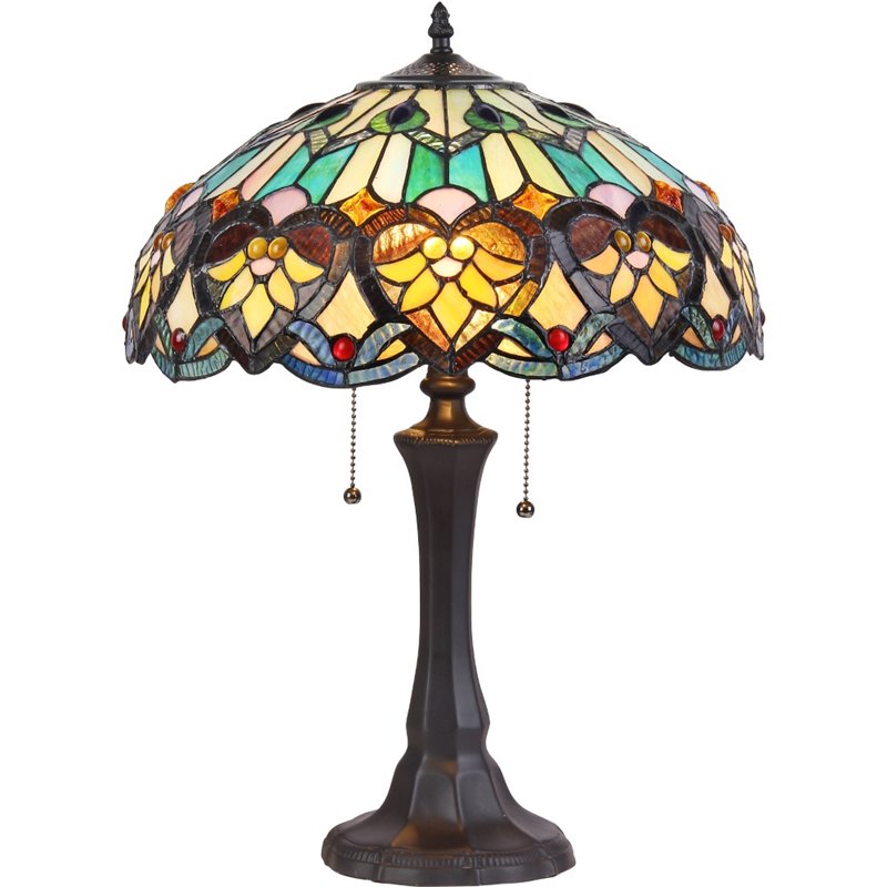 CHLOE Kendall Tiffany-style 2 Light Victorian Table Lamp 16