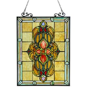 CHLOE Avalon Tiffany-glass Victorian Window Panel 18x25