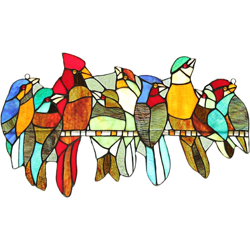 CHLOE Kuno Tiffany-glass Window Panel 21.5x13