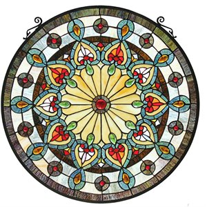 CHLOE Helena Tiffany-glass Victorian Window Panel 23.5&quot