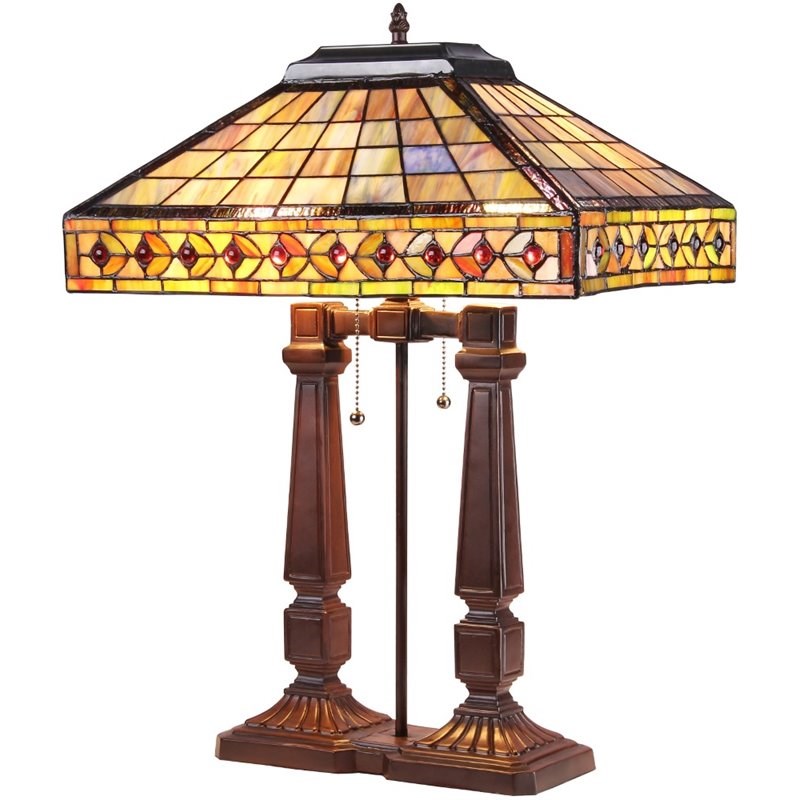 CHLOE Sherwin Tiffany-style 2 Light Mission Table Lamp 16