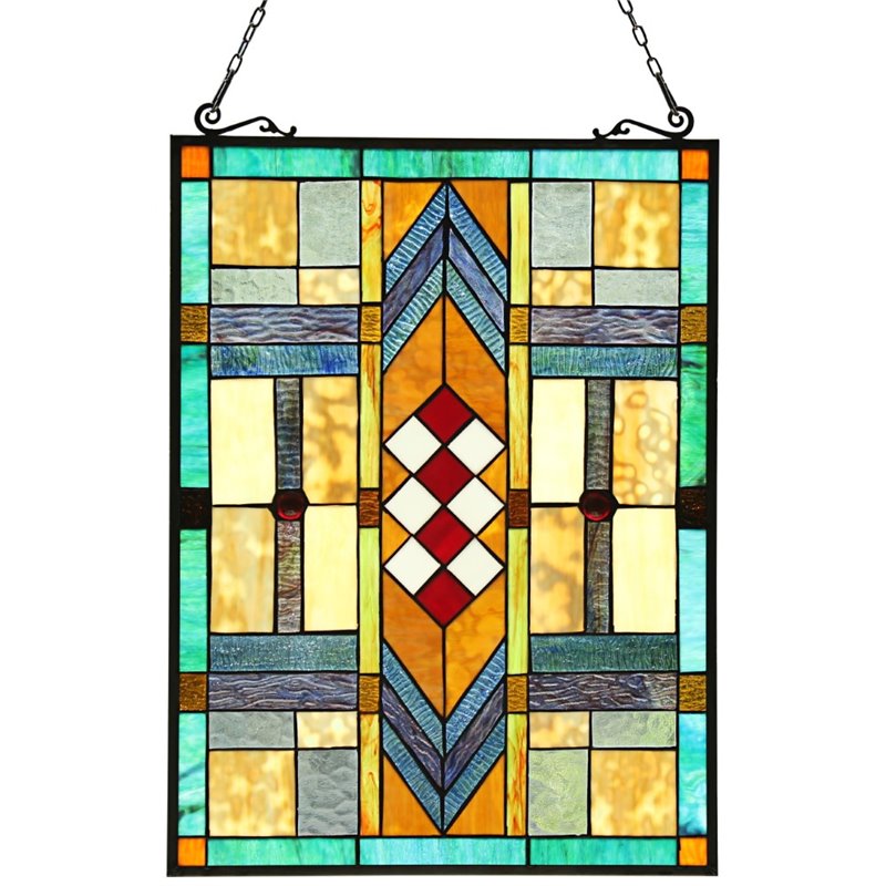 CHLOE Mathias Tiffany-glass Window Panel 17.5x25