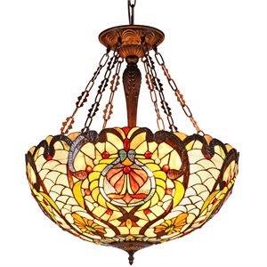 CHLOE Pauline Tiffany-style 4 Light Inverted Ceiling Pendant 24&quot Shade