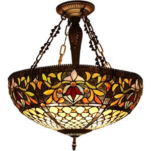 CHLOE Fallon Tiffany-style 3 Light Inverted Ceiling Pendant 20&quot Shade