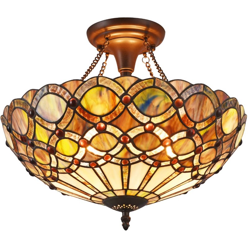 CHLOE Prisma Tiffany-style 2 Light Semi-flush Ceiling Fixture 16