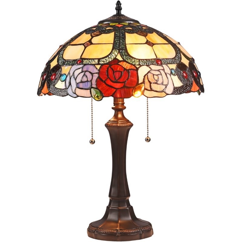CHLOE Simone Floral 2 Light Dark Bronze Table Lamp 16