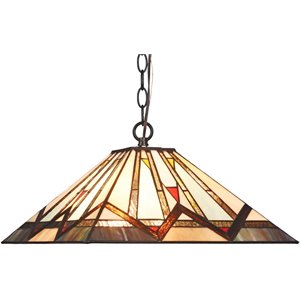 CHLOE Manton Mission 2 Light Blackish Bronze Ceiling Pendant 16&quot Wide
