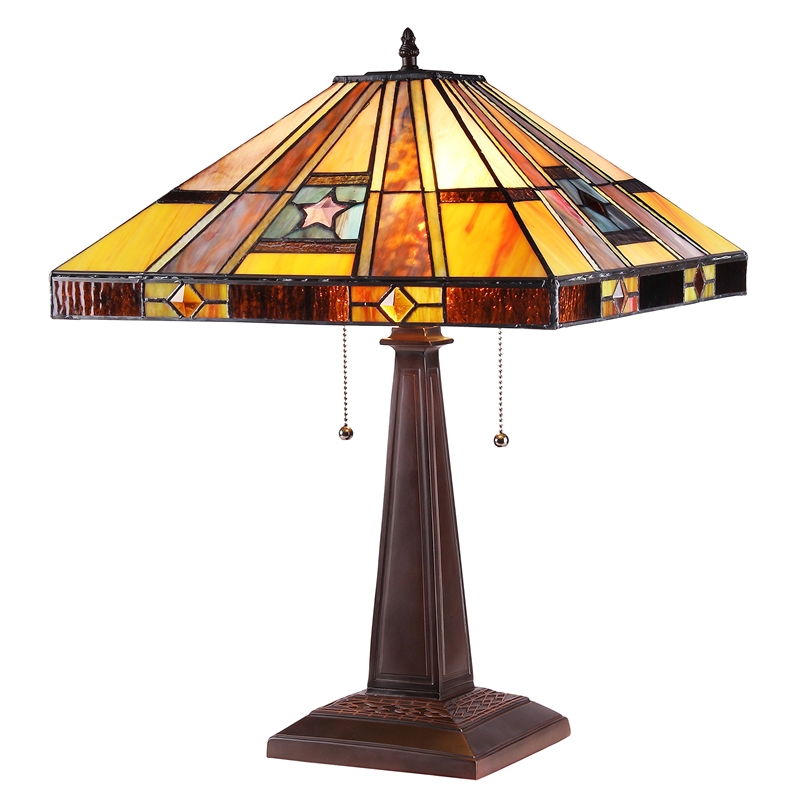 CHLOE Ely Tiffany-style 2 Light Mission Table Lamp 16