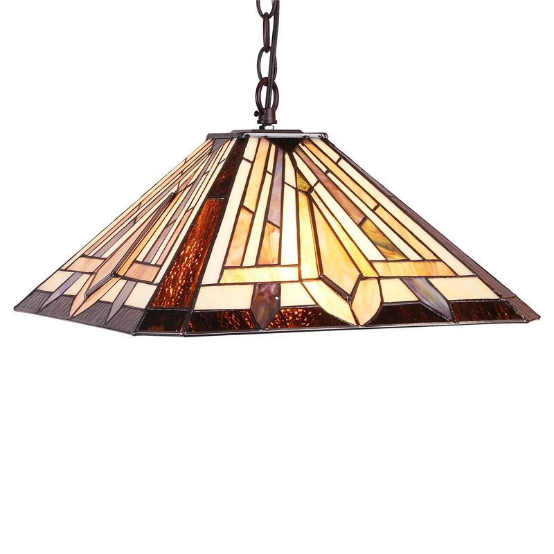 CHLOE Denton Tiffany-style 2 Light Mission Hanging Pendant Fixture 16