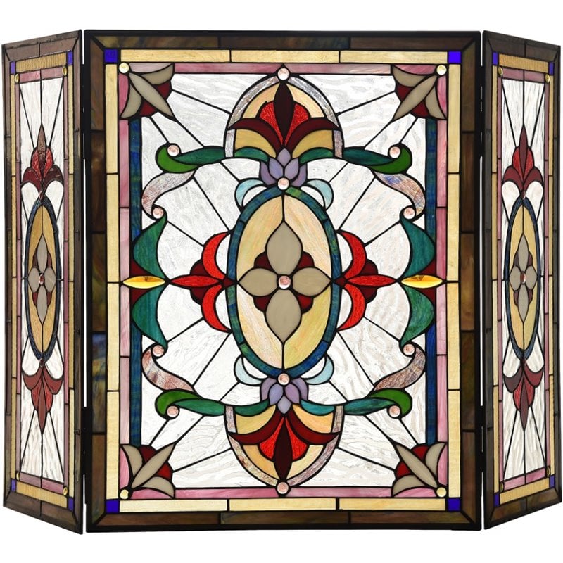 CHLOE Aylee Tiffany-style 3pcs Folding Victorian Fireplace Screen 44