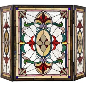 CHLOE Aylee Tiffany-style 3pcs Folding Victorian Fireplace Screen 44&quot Wide