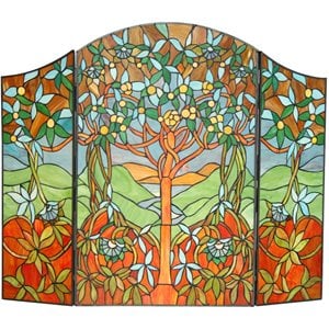 CHLOE Eden Tiffany-style 3pcs Folding Fireplace Screen 44x35