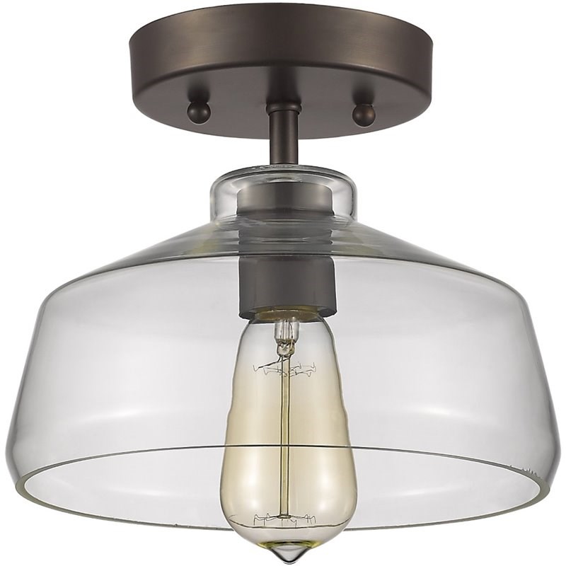 CHLOE Dickens Industrial 1 Light Bronze Semi-flush Ceiling Fixture 9