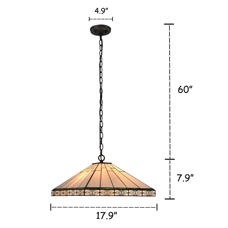 CHLOE Theros Tiffany-style 2 Light Mission Hanging Pendant Fixture 18