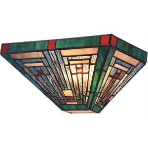 CHLOE Innes Tiffany Blackish Bronze 1 Light Mission Indoor Wall Sconce 12&quot Wide