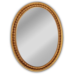 CHLOE Iris 23&quotx29&quot Oval Resin Framed Wall Mirror in Antique Gold