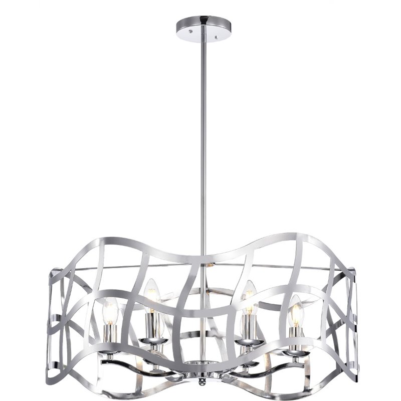 CHLOE Willow Transitional 6 Light Chrome Ceiling Pendant 25
