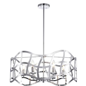 CHLOE Willow Transitional 6 Light Chrome Ceiling Pendant 25&quot Wide