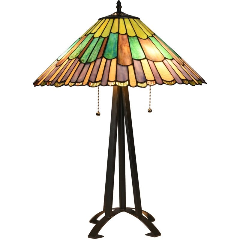 CHLOE Landry Tiffany-style 3 Light Geometric Table Lamp 20