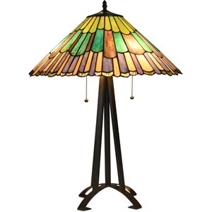 CHLOE Landry Tiffany-style 3 Light Geometric Table Lamp 20&quot Shade