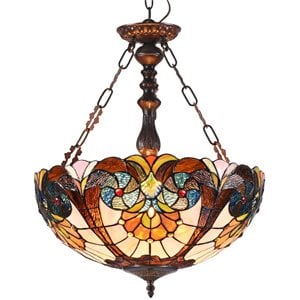 CHLOE Shea Tiffany-style 2 Light Victorian Inverted Ceiling Pendant 18&quot Shade