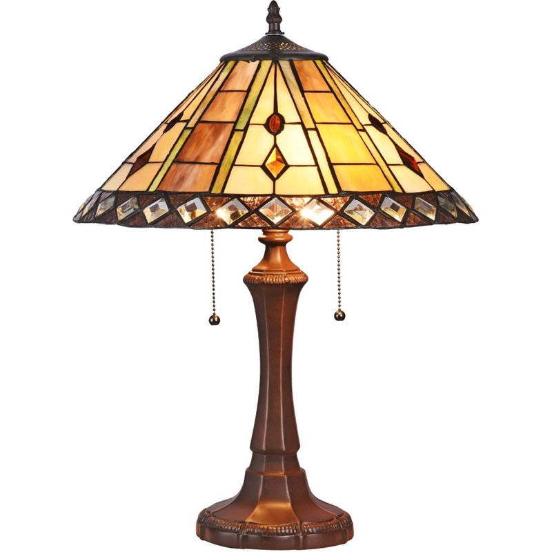 CHLOE Godwine Tiffany-style 2 Light GeometricTable Lamp 16