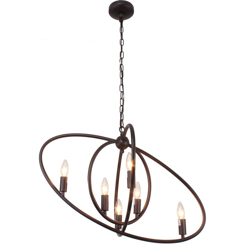 CHLOE Nina Transitional 6 Light Rubbed Bronze Ceiling Pendant 27